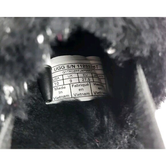 Ugg Fluff Yeah Metallic Sparkle Girls Black Slides 1125376T Size 10 NIB - Picture 10 of 13